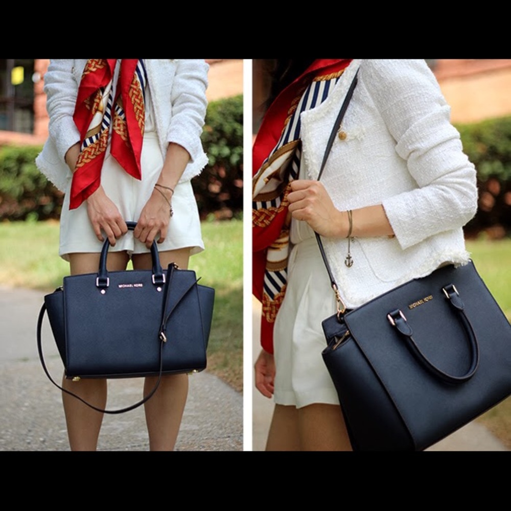 Navy Michael Kors Selma Satchel